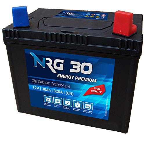 NRG Premium 30Ah 12V Rasentraktor Aufsitzmäher Rasenmäher Batterie +Plus Pol rechts von NRG PREMIUM
