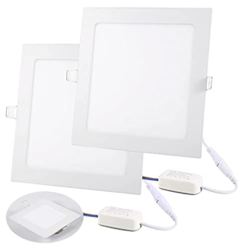 NRGDILY 150x150mm LED Slim Panel Deckenleuchte 9W 810lm Quadratische LED Deckenspots Flach 230V Kaltweiß 6500K für Büro Küche Wohnzimmer, 2er Set von NRGDILY