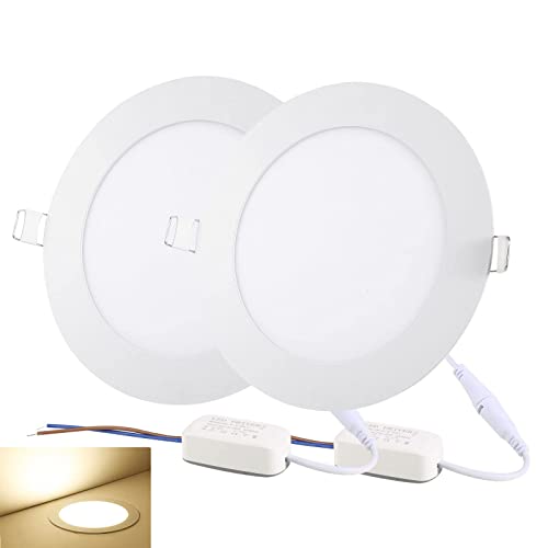 NRGDILY LED Deckenspots Einbaustrahler Flach 12W 1080LM, LED Einbauleuchten Deckenleuchte 3000K Warmweiß, 9mm Einbautiefe Rund Decken Spots für Schlafzimmer Wohnzimmer, 2er Set von NRGDILY