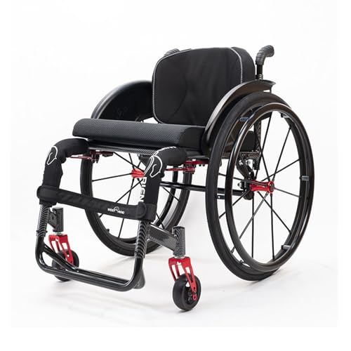 NRNQMTFZ Sportrollstuhl, Ultra-Light Transport-Rollstuhl - Folding tragbarer Rollstuhl mit Handbremse,Rollstühle mit Selbstantrieb,9.9kg,Belastbarkeit 150 Kg,Sitzfläche 42/44Cm(C) von NRNQMTFZ
