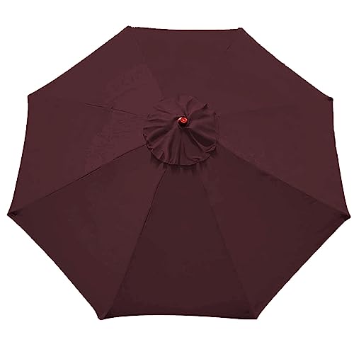 NRQCJM 6/8 Rippen Ersatzabdeckung UV-Schutz Ersatzbezug Sonnenschirm, 3.0m Sonnenschirm Ersatzbezug Stoffbezug, Für Marktschirm Ampelschirm, Wasserdicht(Farbe:Weinrot,Größe:3.0m/8 Ribs) von NRQCJM