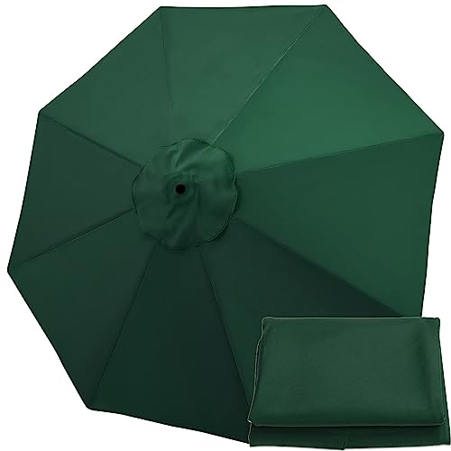 NRQCJM 6 8 Rippen Sonnenschirm Ersatztuch Überdachung Ersatzbezug, Φ2.7m/Φ3m Rund Ersatztuch Schirmabdeckung, UV-Schutz Wasserdicht Regenschirmstoff (Color : Dunkelgrün, Size : 2.7m/6 Ribs) von NRQCJM