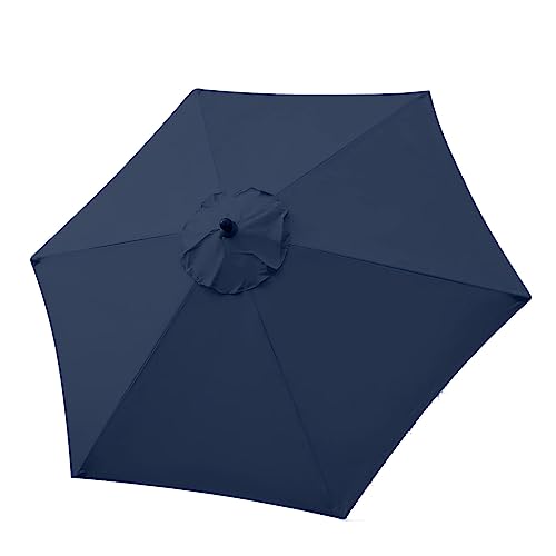 NRQCJM 6-Rippen/8-Rippen Rund Ersatztuch Schirmabdeckung, Polyester UV-Schutz Regenschirmstoff, Terrassenschirm Bespannung Ersatz-Überdachung, Φ3.0m(Farbe:Navy blau,Größe:3.0m/6 Ribs) von NRQCJM