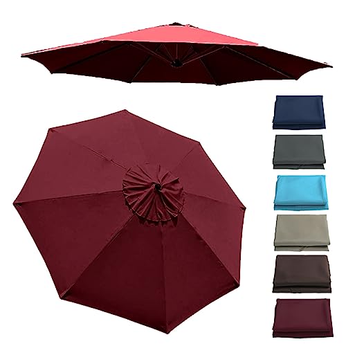 NRQCJM 6-Rippen/8-Rippen Sonnenschirm Ersatzbezug Ersatztuch, Balkon Ersatzbezug Bespannung Baldachin Überdachung Wasserdicht, Garten Sonnenschirm Ersatzteile (Color : Weinrot, Size : 3m/8 Ribs) von NRQCJM