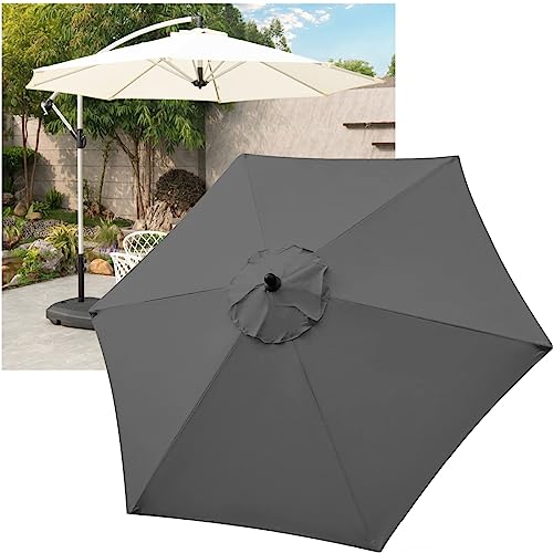 NRQCJM Ersatz Sonnenschirmbezug Sonnenschirm Bespannung 3m 6/8Streben, UV-Schutz Ampelschirm Bezug Schirmbezug Für Balkon, Garten, Pool Und Strand (Color : Dark Gray, Size : 3m/8 Ribs) von NRQCJM