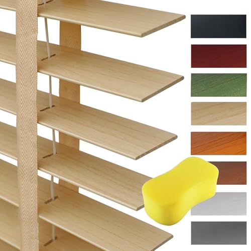 NRQCJM Holzjalousie Innen Verdunkelung Sonnenschutz Sichtschutz Horizontale Jalousien mit 5 cm Lamellen für Fenster Einfache Montage Maßanfertigung(Beige) von NRQCJM