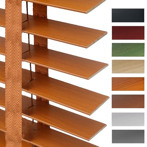 NRQCJM Holzjalousie Innen Verdunkelung Sonnenschutz Sichtschutz Horizontale Jalousien mit 5 cm Lamellen für Fenster Einfache Montage Maßanfertigung(Tangerine) von NRQCJM
