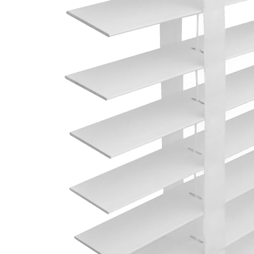 NRQCJM Holzjalousie Innen Verdunkelung Sonnenschutz Sichtschutz Horizontale Jalousien mit 5 cm Lamellen für Fenster Einfache Montage Maßanfertigung(Weiß) von NRQCJM