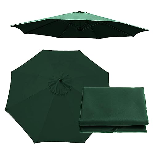 NRQCJM Terrassenschirm Ersatz Baldachin, 3.0m Ersatzdach Für Sonnenschirm, Überdachung Für Den Außenbereich Mit 6 Rippen/8 Rippen, Anti-UV Sonnenschirm Top Ersatz(Farbe:Dunkelgrün,Größe:3.0m/8 Ribs) von NRQCJM
