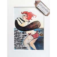 A4 Druck. Text. Lustiger Frau Im Meer. So Bin Ich Eben. Nein Habe Keine Figurprobleme von NRSeelenhoelzer