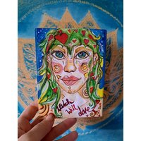 Bild. Acryl Bild.kunst Mädchen. Liebe. Holzbild. Buntes Kleines Holdeko von NRSeelenhoelzer