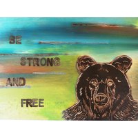 Wand Bild. Bären Holz Bild Mit Bär. Tier Text. Braun Handgemachte Deko. Gefräst & Gebrannt 59 X 42cm von NRSeelenhoelzer