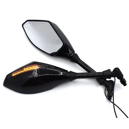 NRTNRFQW Motorrad-Rückspiegel FZ1 for Fazer FZ6R FZ8 XJ6 FZ6 MT-07 09 FZ-09 Motorrad-Rückspiegel Schwarz Mit Integrierten LED-Blinkerspiegeln(001) von NRTNRFQW