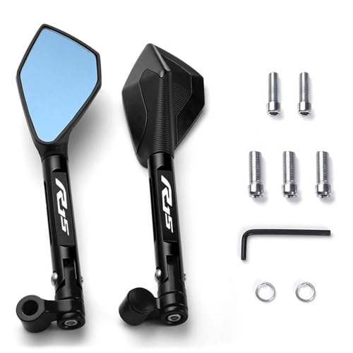 NRTNRFQW Motorrad-Rückspiegel Motorrad CNC Aluminium Rückspiegel Blauer Blendschutzspiegel YZF-R15 YZFR15 YZF R15 V3 2017-2021(Schwarz) von NRTNRFQW