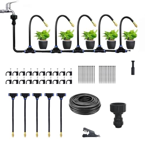 360 Grad Curved Garden Automatic Irrigation System, Bewässerungssystem Garten, Greenhouse Pflanzen, Hochbeet Bewässerung Tropfbewässerung für Landschaft, Flower Bed und Terrasse Pflanzen (15M) von NRVTRE