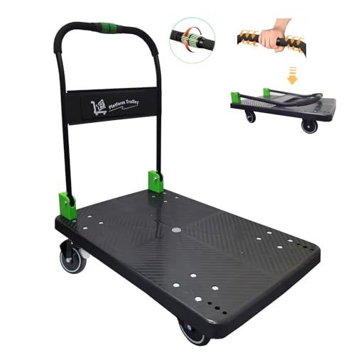 N&S Juvyig Transportwagen Sackkarre Klappbar Einhand-Faltwagen 350kg Plattformwagen Trolley Geräuscharmer Rollwagen (Mit Bremsen) von NS juvyig