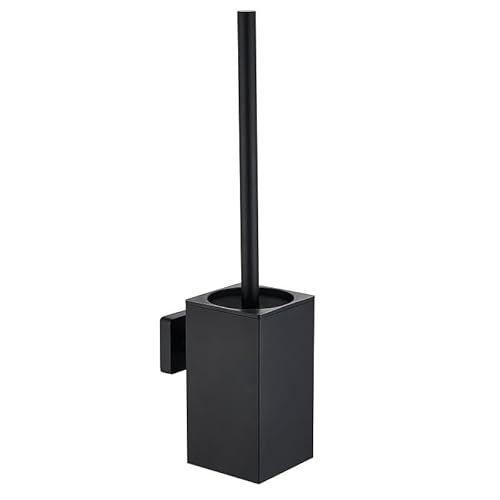 NSCMQSL WC-Bürste und Halter, Toilettenbürste zur Reinigung mit Edelstahlgriff, platzsparend zur Aufbewahrung, WC-Bürste, Wandhalterung, quadratisch (Mattschwarz) von NSCMQSL