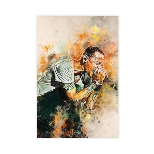NSKDJSE Chester Bennington Poster (12) Leinwand-Poster, Wandkunstdruck, Bild, Gemälde, 50 x 75 cm von NSKDJSE