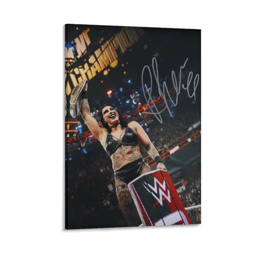 NSKDJSE Wrestler Rhea Ripley Autogramm-Poster (2) Leinwand-Poster, Wandkunst, Dekor, Bild, Gemälde für Wohnzimmer, Schlafzimmer, Dekoration, 40 x 60 cm von NSKDJSE