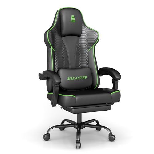 NSMAZXO Gaming Stuhl Ergonomisch mit Verstellbarer Rückenlehne & 360° Drehfunktion - Bürostuhl für Erwachsene/Jugendliche 150KG,PC-Stuhl Stoff in Grün für Homeoffice/Gaming von NSMAZXO
