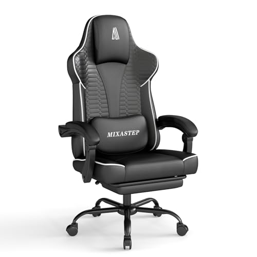 NSMAZXO Gaming Stuhl Ergonomisch mit Verstellbarer Rückenlehne & 360° Drehfunktion - Bürostuhl für Erwachsene/Jugendliche 150KG,PC-Stuhl Stoff in Weiß für Homeoffice/Gaming von NSMAZXO