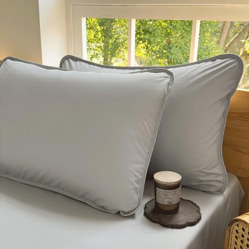 Milbenbezug Kissen 40x80cm 2er Set, Allergiker Kissenbezug, Kissenbezug gegen Hausstaubmilben, Allergie Bettwäsche Set Anti Milben 40x80cm Kissen, Grau von NSNLGSGC