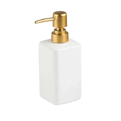 Handseifenspender, Keramik-Seifenspender mit goldener Pumpe, Badezimmer-Seifenspender for die Arbeitsplatte, von Hand nachfüllbarer Lotionspender-grau-320 ml/11,2 oz(White) von NSNYDNZ