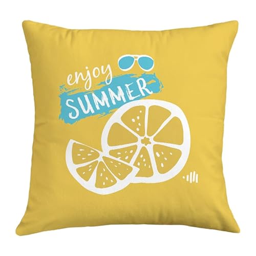 Herbstdeko, Cushion Covers 60cm x Pineapple Yellow Invisible Zipper Sofa Cushions Outdoor Garden Linen Decorative Pillows for Home Office(Lemon Yellow Blue,(40x40cm)) von NSNYDNZ
