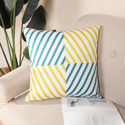 Herbstdeko, Kissenbezüge, 40 cm x, Seesternblau, unsichtbarer Reißverschluss, Sofakissen, Outdoor-Kissen, Gartenkissen, dekorative Kissen, quadratischer Kissenbezug(Striped Yellow Blue,(40x40cm)) von NSNYDNZ