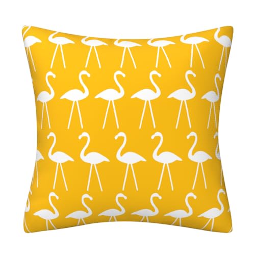 Herbstdeko, Kissenbezüge, 45 x cm, gepunktet, gelbe, unsichtbarer Reißverschluss, Sofakissen, Outdoor-Kissen, Gartenkissen, dekorative Kissen, quadratische(Flamingo Yellow White,50 x 50 cm) von NSNYDNZ