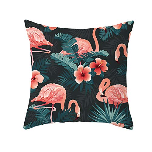 Herbstdeko, Kissenbezüge, 50 cm x, beige, Baum-Kissenbezüge, unsichtbarer Reißverschluss, Sofakissen, Outdoor-Kissen, Gartenkissen, dekorative Kissen, quadratische(Leaf Pink Flamingo,(50x50cm)) von NSNYDNZ