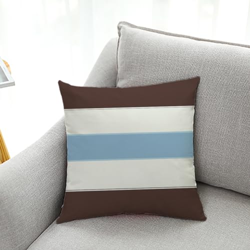 Herbstdeko, Kissenbezüge, 50 cm x, geometrische blaue, unsichtbarer Reißverschluss, Sofakissen, Outdoor-Kissen, Gartenkissen, dekorative Kissen, quadratische(Brown Blue Stripes,(60x60cm)) von NSNYDNZ
