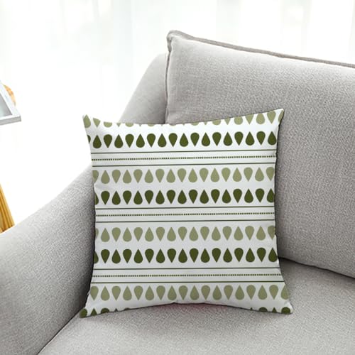 Herbstdeko, Kissenbezüge, 60 cm x, abstrakte grüne, unsichtbarer Reißverschluss, Sofakissen, Outdoor-Kissen, Gartenkissen, Leinen, dekorative Kissen for Zuhause und Büro(Geometric Green,(45x45cm)) von NSNYDNZ