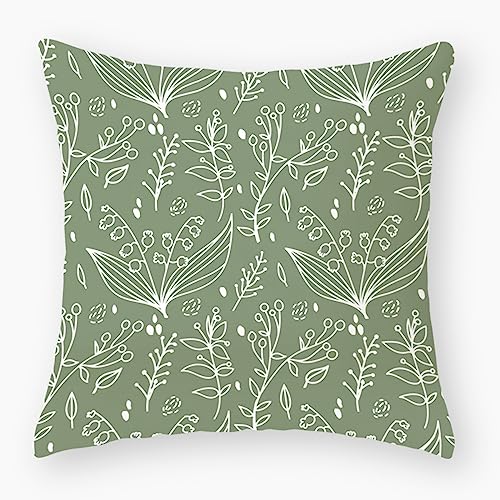 Herbstdeko, Kissenbezüge, Retro-Graudruck, Outdoor-Kissen, quadratische Sofakissen, Gartenkissen, Outdoor-Kissenbezüge, Schlafzimmer, Büro, Auto, dekorative, 60 cm x(Elegant Green Floral,(50x50cm)) von NSNYDNZ