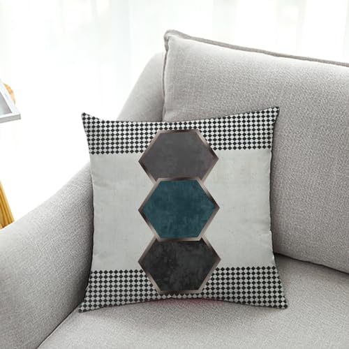 Herbstdeko, Kissenbezüge, elegante Geometrie, Outdoor-Kissen, 4er-Set, Sofakissen, Gartenkissen, Outdoor-Kissenbezüge, Schlafzimmer, Büro, Auto, dekorative, 60 cm x(Black Gray Elegant,(60x60cm)) von NSNYDNZ