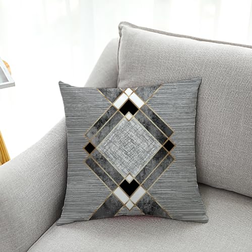 Herbstdeko, Kissenbezüge, elegante Geometrie, Outdoor-Kissen, 4er-Set, Sofakissen, Gartenkissen, Outdoor-Kissenbezüge, Schlafzimmer, Büro, Auto, dekorative, 60 cm x(Gray Stripe Geometry,(40x40cm)) von NSNYDNZ