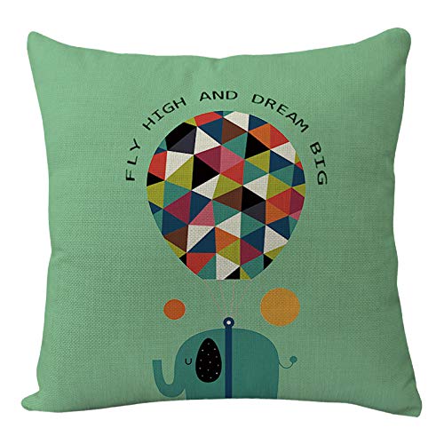 Herbstdeko, Kissenbezüge, grüner Elefant, Outdoor-Kissen, quadratische Sofakissen, Gartenkissen, Outdoor-Kissenbezüge, Schlafzimmer, Büro, Auto, dekorative, 45 x(Green Elephant,50 x 50 cm) von NSNYDNZ