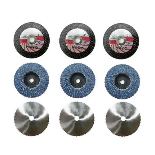 Schleifrad, 75 x 10 mm Mini-Winkelschleifscheibe, Holz-/Metall-Trennscheibe, Hochgeschwindigkeitsstahl-Hartmetall-Polierscheibe for elektrisches Winkelschleifer-Zubehörset(9x Mix Disc) von NSNYDNZ