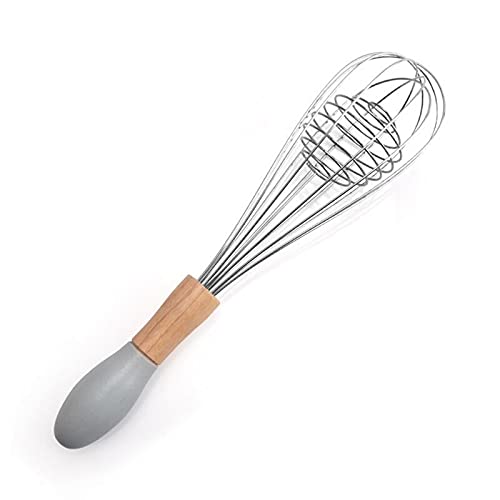 Schneebesen für Kochen, Schneebesen, manueller Eiermixer mit Holzgriff, Edelstahl-Handrührer, Teig, Creme, Rührmischer, Kochen, Backen, Küchenutensilien(Gray) von NSNYDNZ
