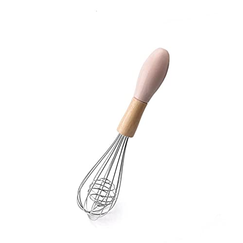 Schneebesen für Kochen, Schneebesen, manueller Eiermixer mit Holzgriff, Edelstahl-Handrührer, Teig, Creme, Rührmischer, Kochen, Backen, Küchenutensilien(Pink) von NSNYDNZ