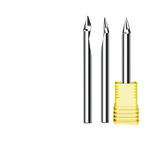 Senkbohrer-Set, 1/4 Single Flute Kegelfräser Schriftzug Carving Handyhülle Graviermaschine Spiralfasfräser(3.175X60 degX0.1,5 PCS) von NSNYDNZ