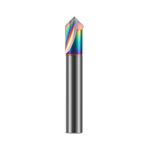 Senkbohrer-Set, HRC55 2 Flöte Gerade Nut Anfasen 90 Grad Bunte Hartmetall Fase Fräsen Carving Werkzeug for Al(2 FLUTES-12X12DX75LX90DEG,5PCS) von NSNYDNZ