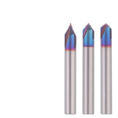 Senkbohrer-Set, HRC65 Fasenfräsen 60 90 120 Grad 3 Flöten Hartmetall-Ecksenker Anfasfräser Entgraten von Kanten V-Hain-Fräser(1.5mmXD4X50LX2T,Degree 90) von NSNYDNZ