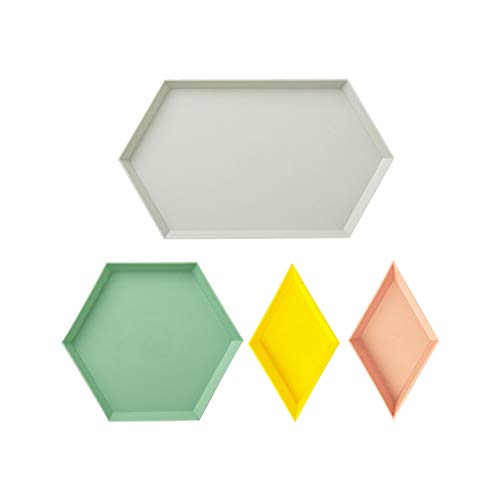 NSOT Teller, Bunte Kombination, kreativ, 4-teilig, geometrisch, freies Spleißen, Obst, Küche, Esszimmer und Bar (Gray Green Yellow pink, One Size) von NSOT