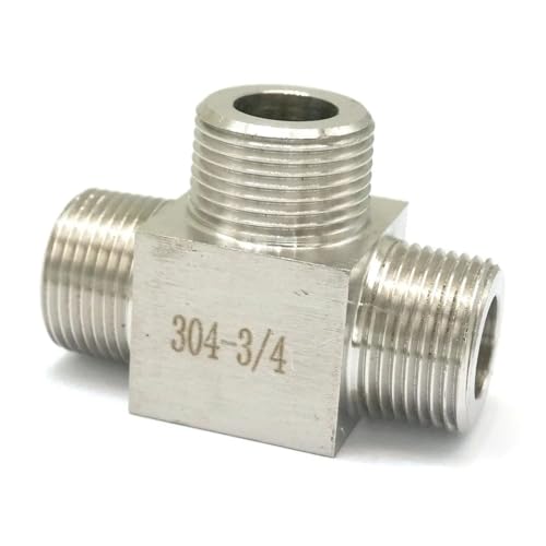 NSPKZXTTGF 3/4" BSPT Male Threaded Tee 3 Way 304 Stainless Steel Pipe Fitting Connector Adapter Equal Max Pressure 2.5 Mpa NSPKZXTTGF 3/4" BSPT Male Threaded Tee 3 Way 304 Stainless Steel Pipe Fitting Connector Adapter Equal Max Pressure 2.5 Mpa von NSPKZXTTGF