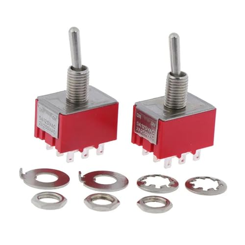 NSPKZXTTGF 5Pcs Toggle SPDT Switch 9 PIN 3PDT ON-ON 2 Position 250V 2A 125V 5A Red MTS-302 red NSPKZXTTGF 5Pcs Toggle SPDT Switch 9 PIN 3PDT ON-ON 2 Position 250V 2A 125V 5A Red MTS-302 red von NSPKZXTTGF