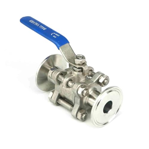 NSPKZXTTGF DN15 Fit 19mm Pipe OD 1.5" Tri Clamp Ferrule OD 50.5mm 304 Stainless Steel 3-Piece Type Sanitory Ball Valve von NSPKZXTTGF