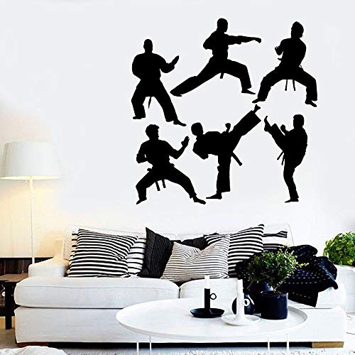 Chinesische Kung Fu Wandtattoo Kampffiguren Silhouette Kunst Tür Fenster Vinyl Aufkleber Teens Jungen Schlafzimmer Sport Wohnkultur 75x75cm von NSRJDSYT