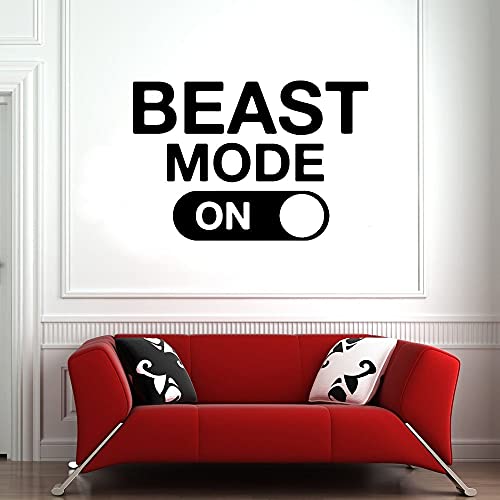 NSRJDSYT Beast Mode Wandtattoo Fitness Sport Gym Motivations Zitat Wort Tür Fenster Vinyl Aufkleber Arbeitszimmer Büro Inneneinrichtung 42x61cm von NSRJDSYT