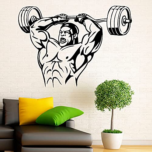 NSRJDSYT Bodybuilding Wandtattoo Gewichtheben Sport Muskeln Kunst Tür Fenster Vinyl Aufkleber Familie Schlafzimmer Gym Inneneinrichtung Wandbild 75x104cm von NSRJDSYT